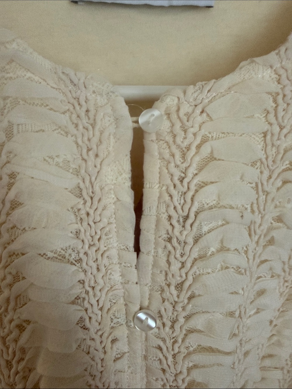 Zara Cream Textured Button-Front Cropped Jacket - Picture 7 of 14